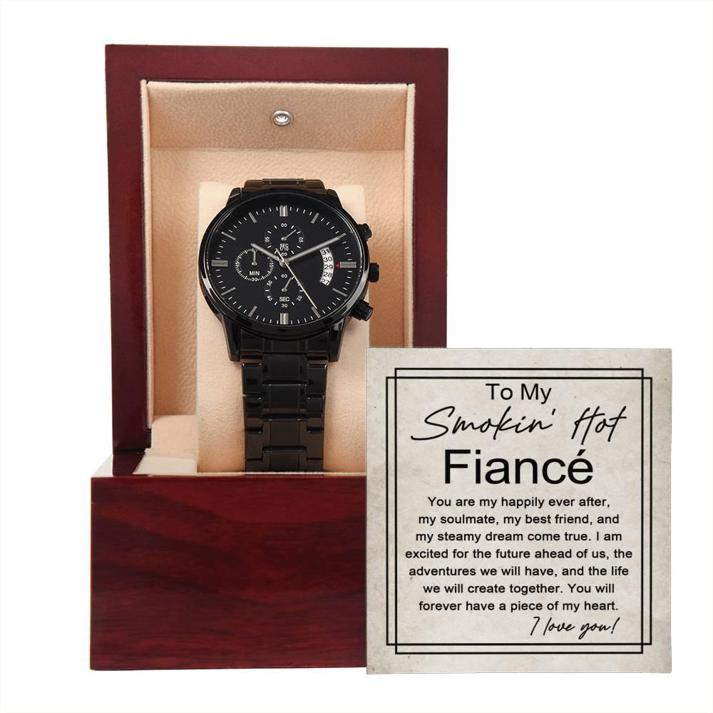 'Smokin' Hot Fiancé' Black Chronograph Watch - Real Rad Boutique