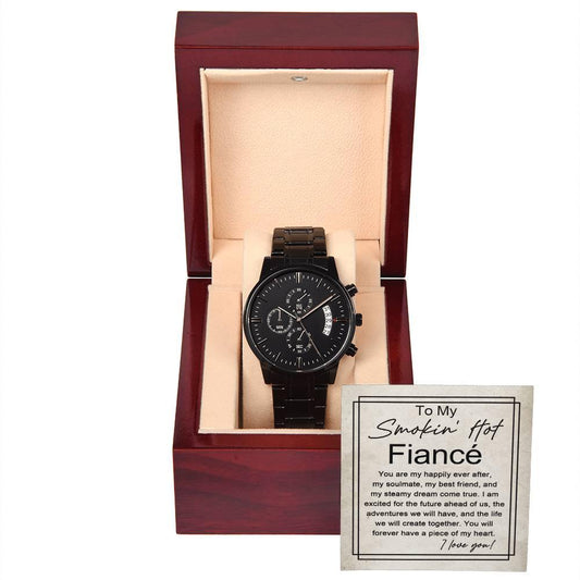 'Smokin' Hot Fiancé' Black Chronograph Watch - Real Rad Boutique