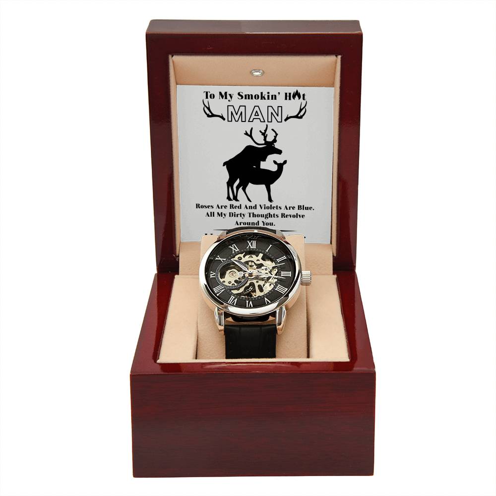 'Smokin' HOT Romance' - Men's Openwork Watch - Real Rad Boutique