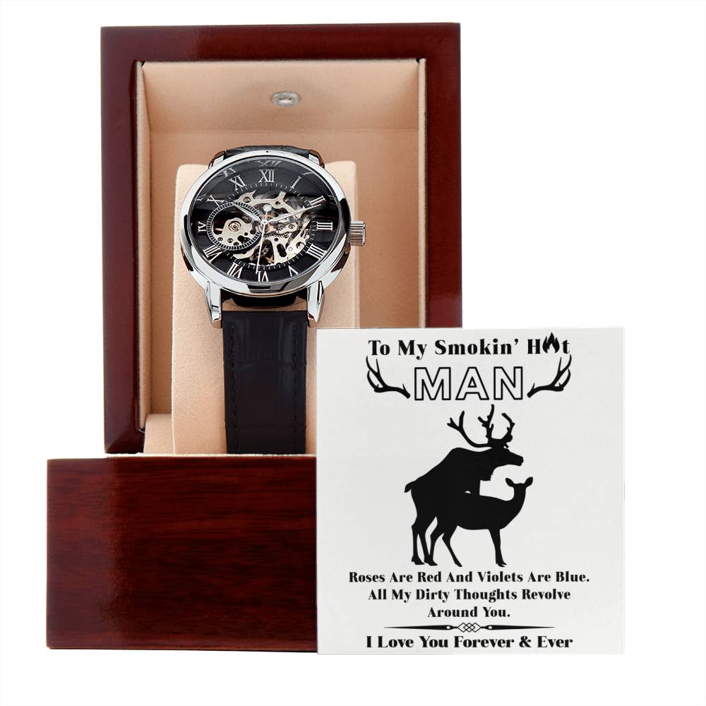 'Smokin' HOT Romance' - Men's Openwork Watch - Real Rad Boutique