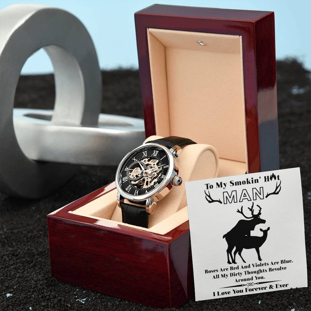 'Smokin' HOT Romance' - Men's Openwork Watch - Real Rad Boutique