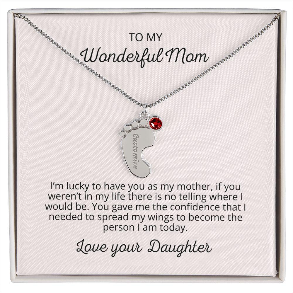 'Spread My Wings' Engraved Necklace with Birthstone - Real Rad Boutique