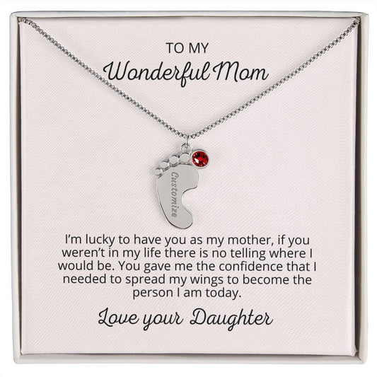 'Spread My Wings' Engraved Necklace with Birthstone - Real Rad Boutique