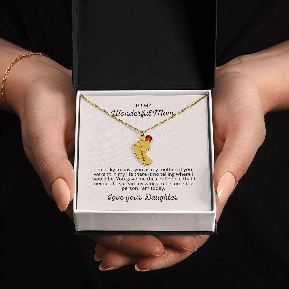 'Spread My Wings' Engraved Necklace with Birthstone - Real Rad Boutique