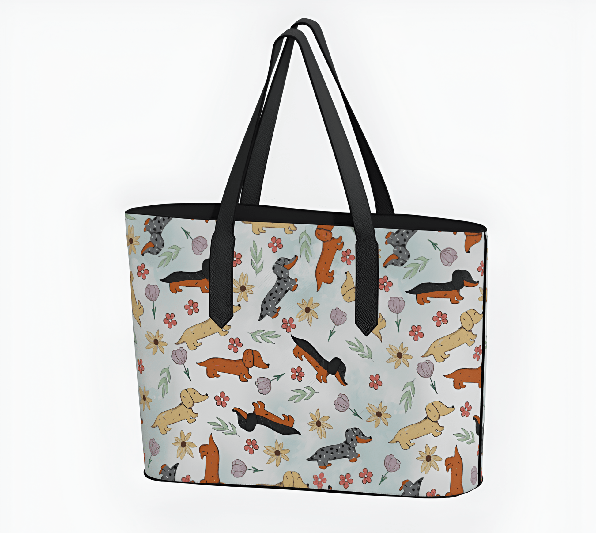 Springtime Dachshund - Vegan Leather Tote Bag - Real Rad Boutique