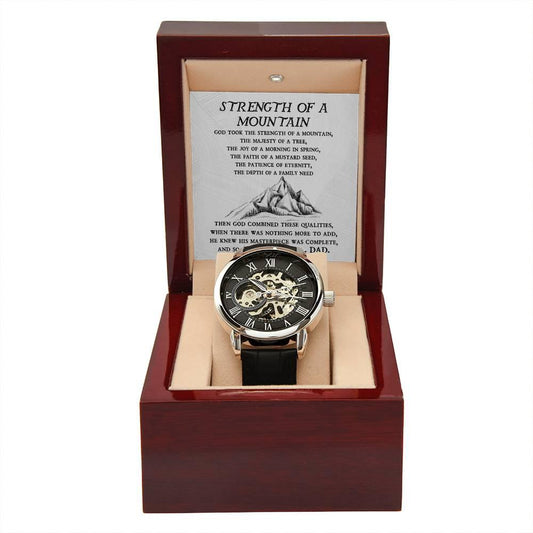 'Strength of a Mountain' Men's Openwork Watch - Real Rad Boutique