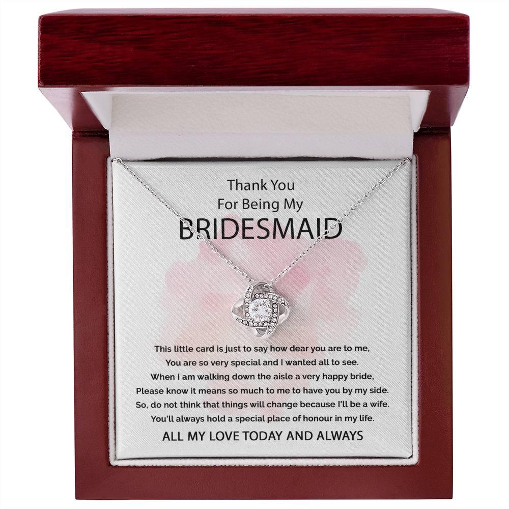 'Thank You For Being My Bridesmaid' Love Knot Necklace - Real Rad Boutique