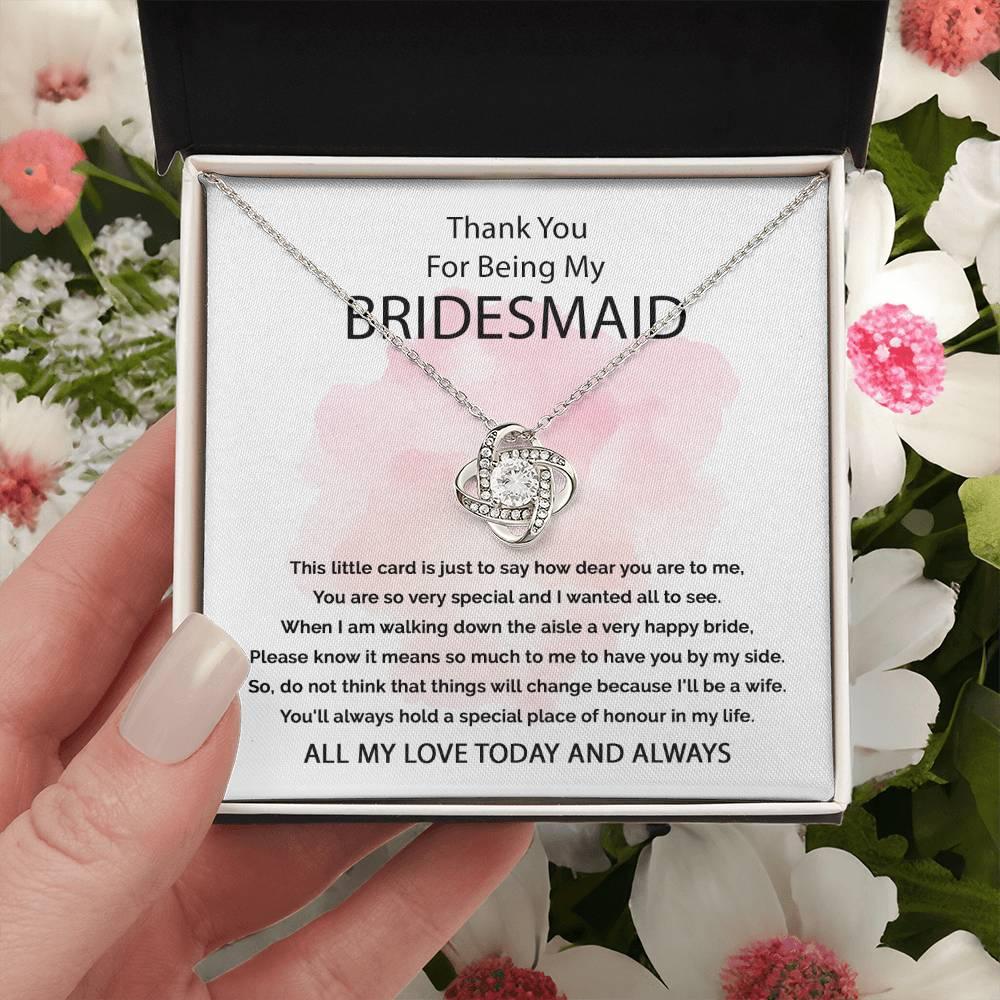 'Thank You For Being My Bridesmaid' Love Knot Necklace - Real Rad Boutique