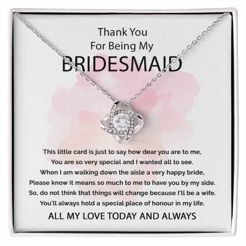 'Thank You For Being My Bridesmaid' Love Knot Necklace - Real Rad Boutique