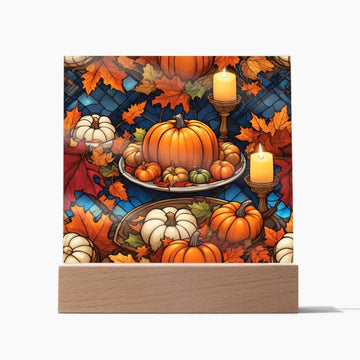 Thanksgiving 'A Bounty of Pumpkins' Acrylic Square Plaque - Real Rad Boutique