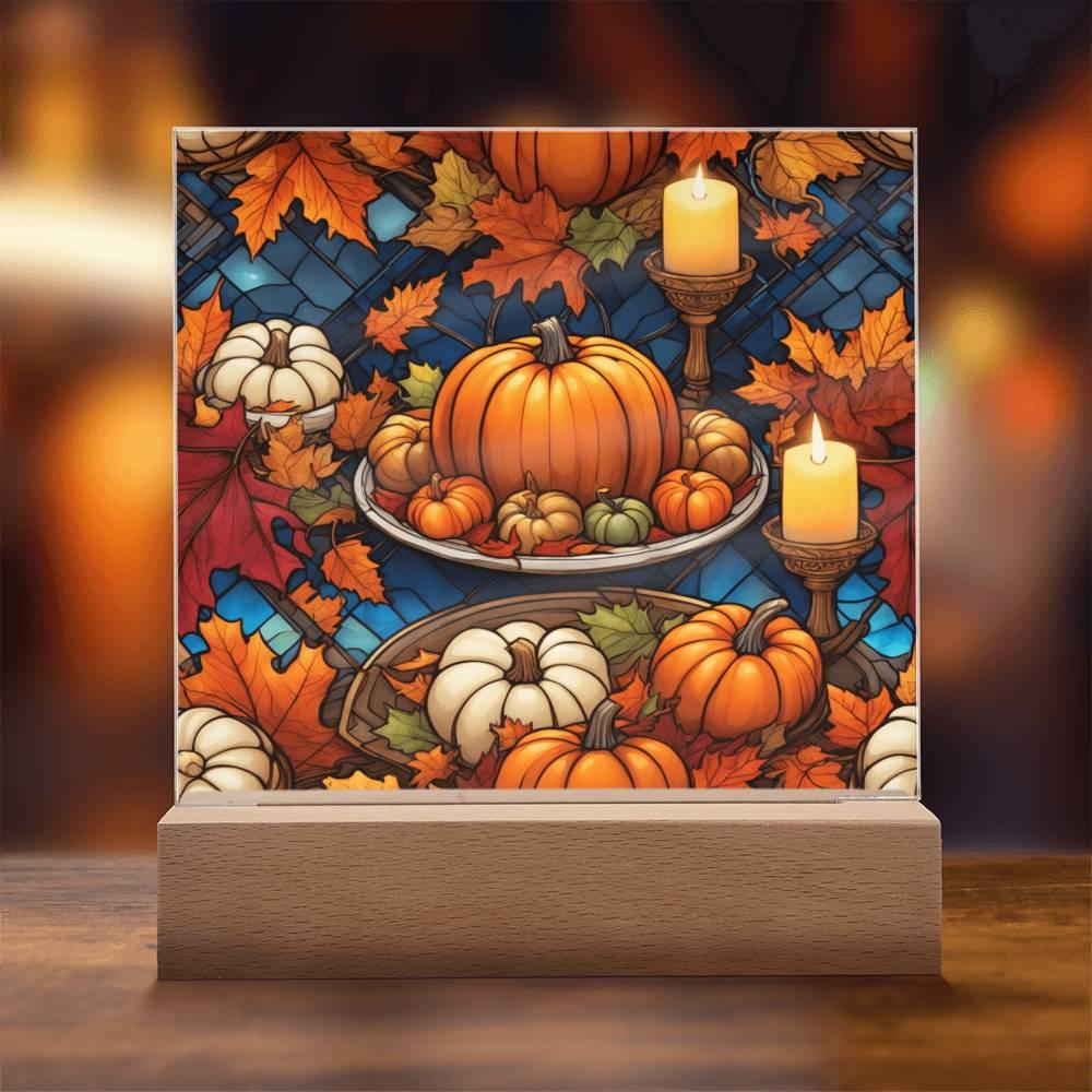 Thanksgiving 'A Bounty of Pumpkins' Acrylic Square Plaque - Real Rad Boutique