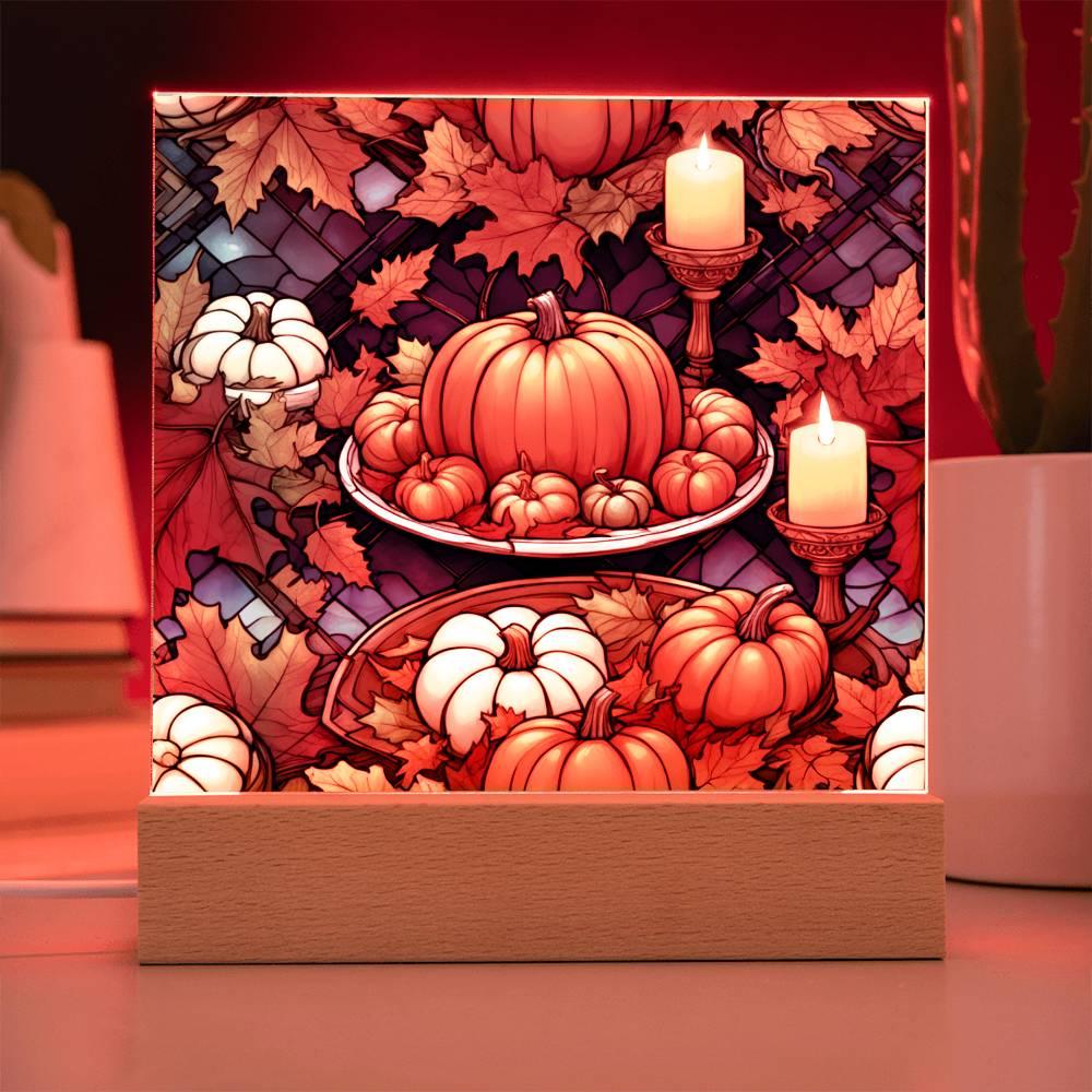 Thanksgiving 'A Bounty of Pumpkins' Acrylic Square Plaque - Real Rad Boutique