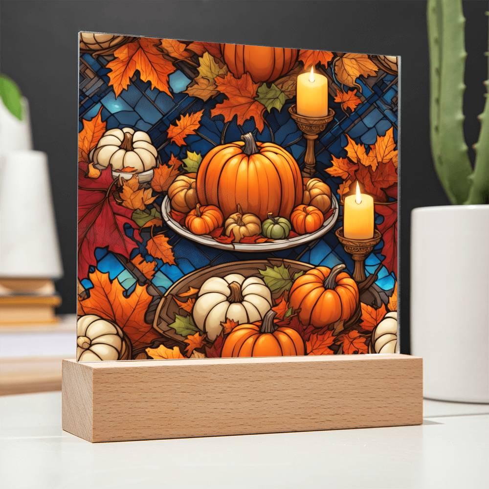 Thanksgiving 'A Bounty of Pumpkins' Acrylic Square Plaque - Real Rad Boutique