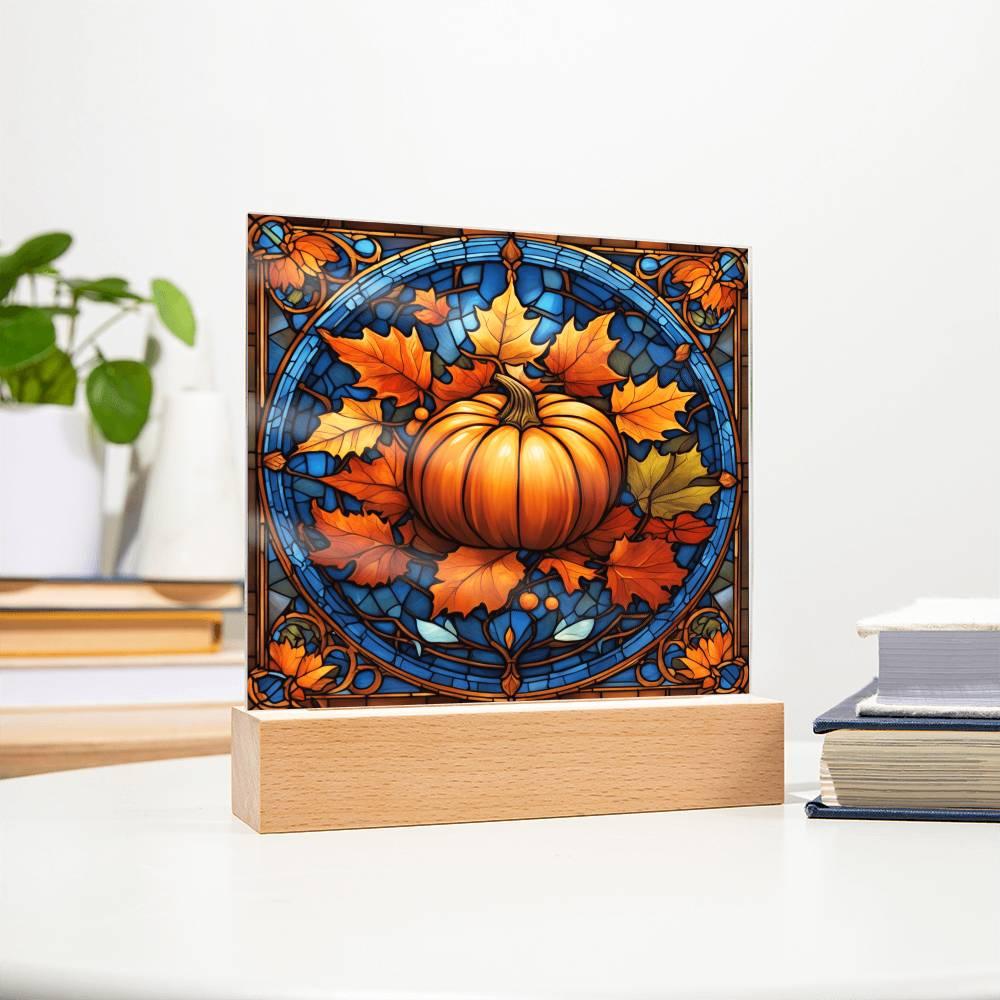 Thanksgiving 'Harvest Elegance' Acrylic Square Plaque - Real Rad Boutique