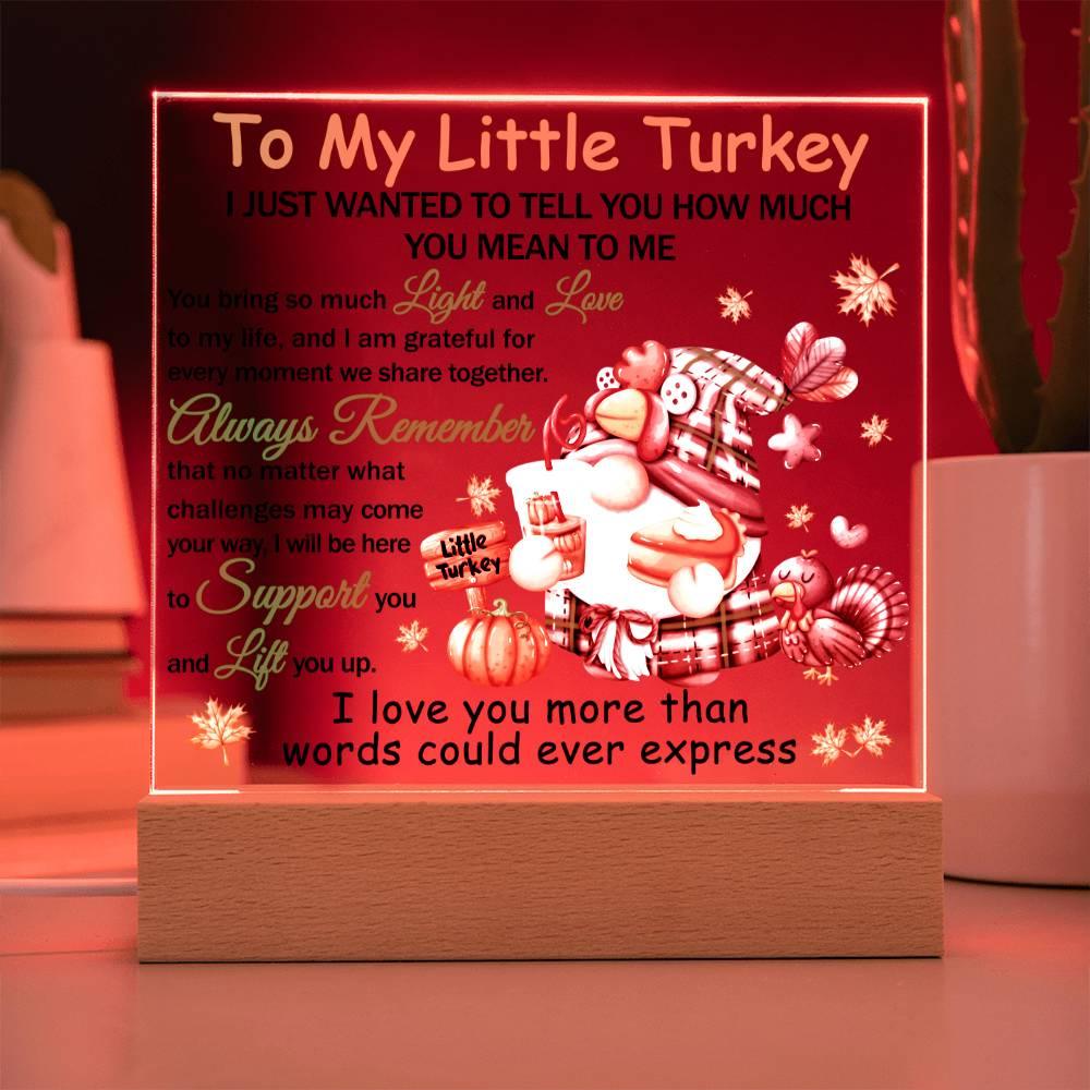 Thanksgiving 'Little Turkey's Treasure' Acrylic Square Plaque - Real Rad Boutique