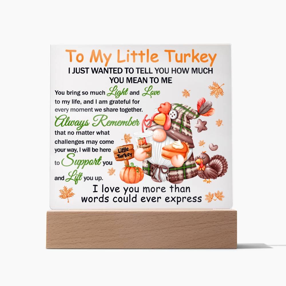 Thanksgiving 'Little Turkey's Treasure' Acrylic Square Plaque - Real Rad Boutique