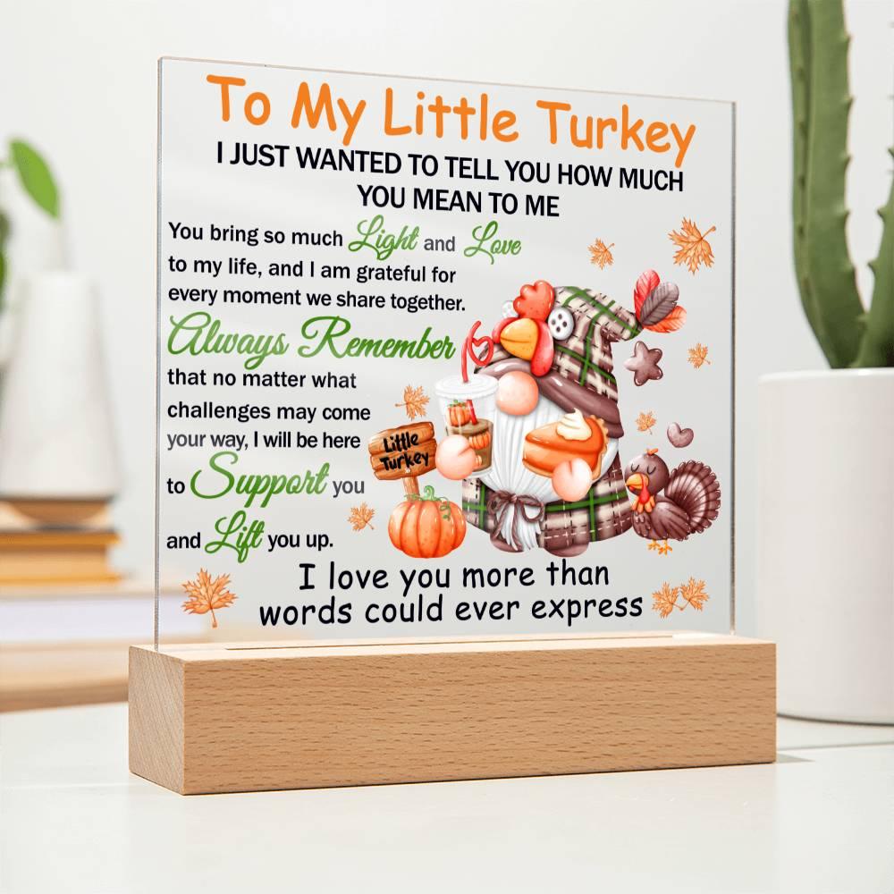 Thanksgiving 'Little Turkey's Treasure' Acrylic Square Plaque - Real Rad Boutique