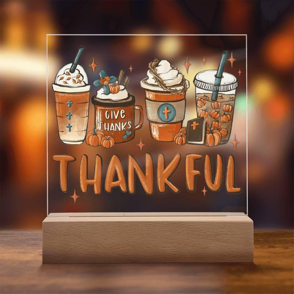 Thanksgiving 'Thankful for the Brew' Acrylic Square Plaque - Real Rad Boutique