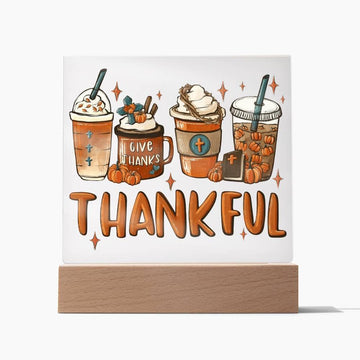 Thanksgiving 'Thankful for the Brew' Acrylic Square Plaque - Real Rad Boutique