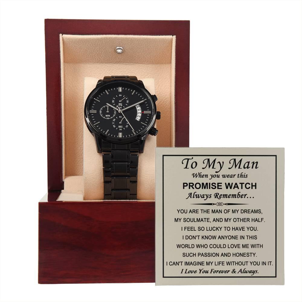 'To My Man' Black Chronograph Watch - Real Rad Boutique