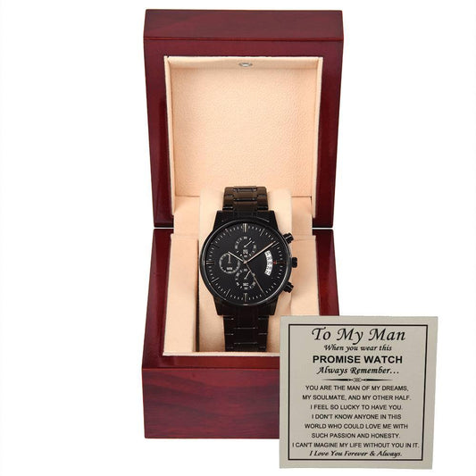 'To My Man' Black Chronograph Watch - Real Rad Boutique