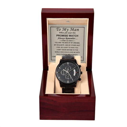 'To My Man' Black Chronograph Watch - Real Rad Boutique