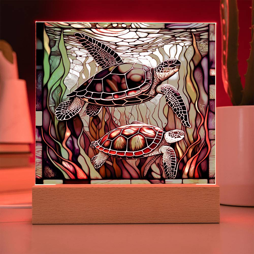 'Turtle Harmony' - Acrylic Square Plaque - Real Rad Boutique