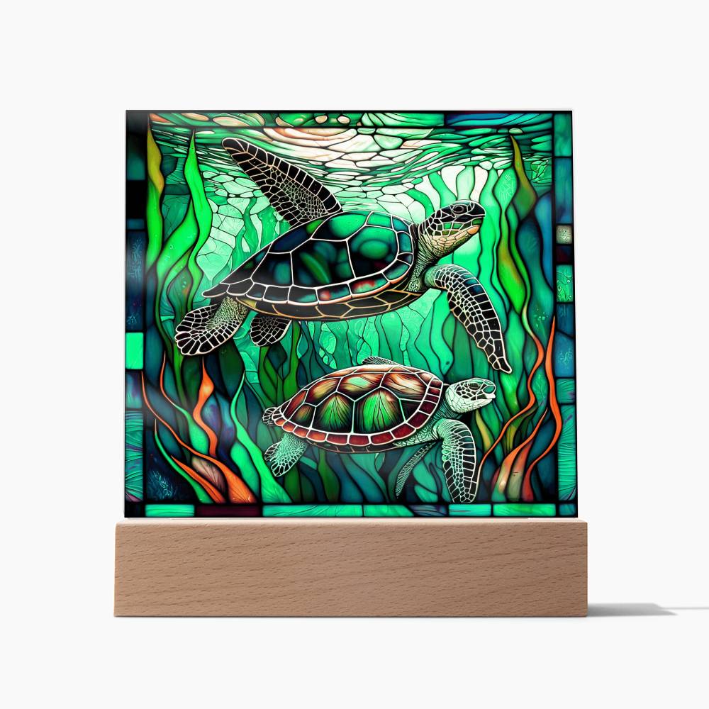 'Turtle Harmony' - Acrylic Square Plaque - Real Rad Boutique