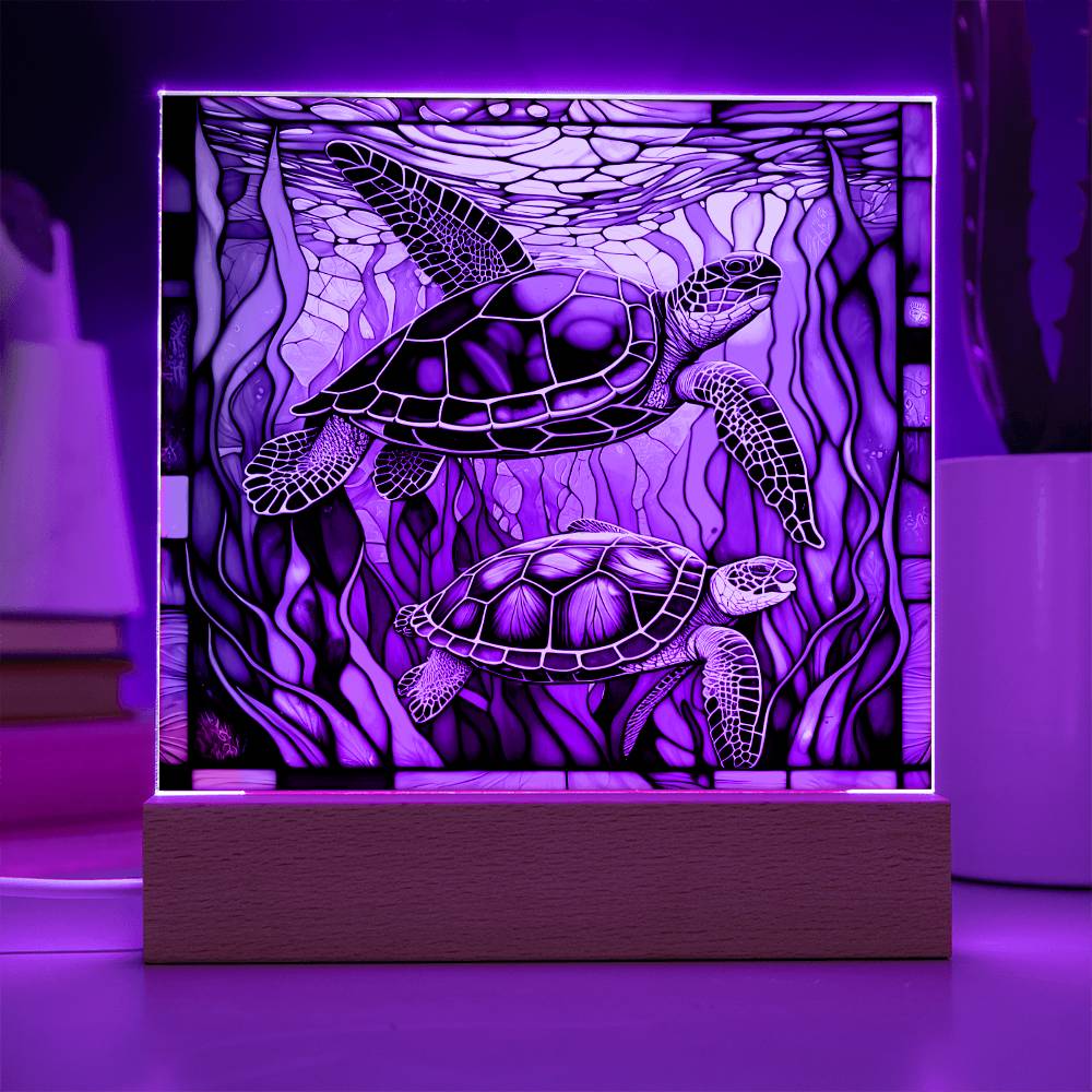 'Turtle Harmony' - Acrylic Square Plaque - Real Rad Boutique