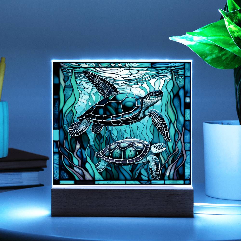 'Turtle Harmony' - Acrylic Square Plaque - Real Rad Boutique