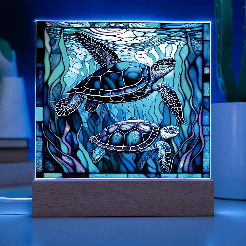 'Turtle Harmony' - Acrylic Square Plaque - Real Rad Boutique