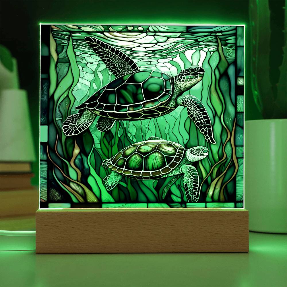 'Turtle Harmony' - Acrylic Square Plaque - Real Rad Boutique