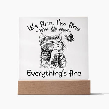 'Whiskered Wisdom Cat' Acrylic Square Plaque - Real Rad Boutique