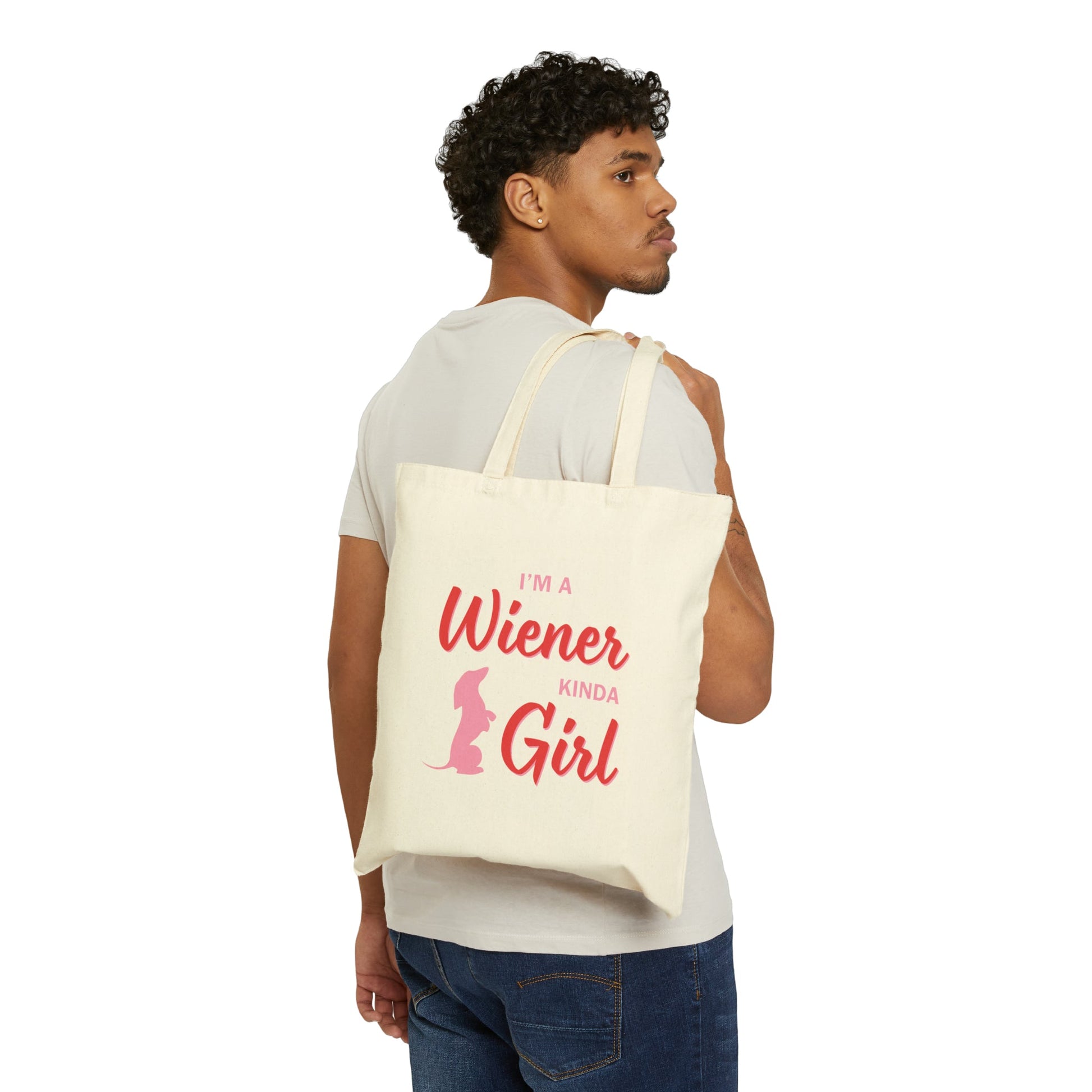 Wiener Love on the Go - Dachshund Cotton Canvas Tote Bag - Real Rad Boutique