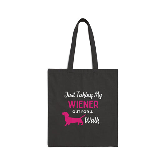 Wiener Walk Companion - Dachshund Cotton Canvas Tote Bag - Real Rad Boutique