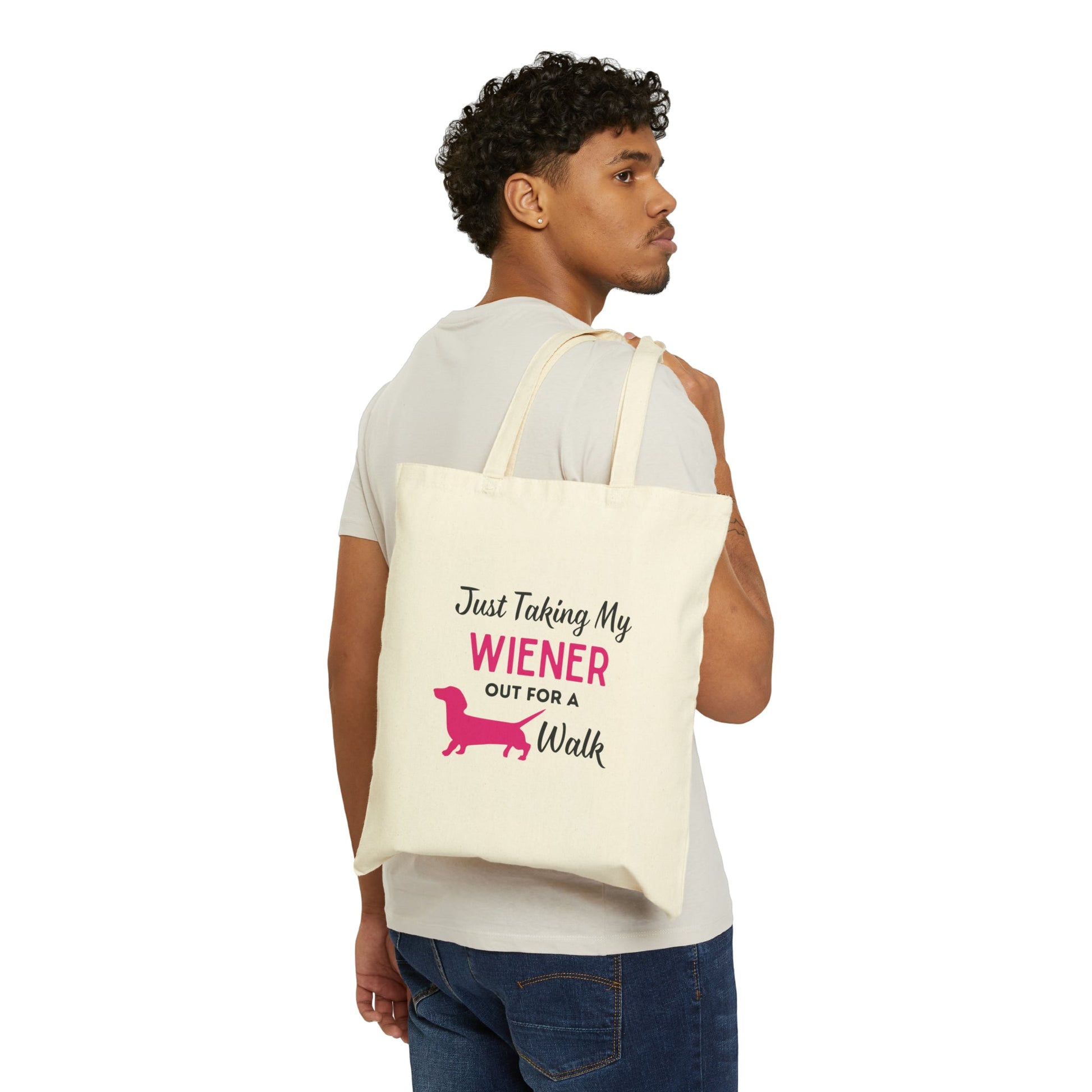 Wiener Walk Companion - Dachshund Cotton Canvas Tote Bag - Real Rad Boutique