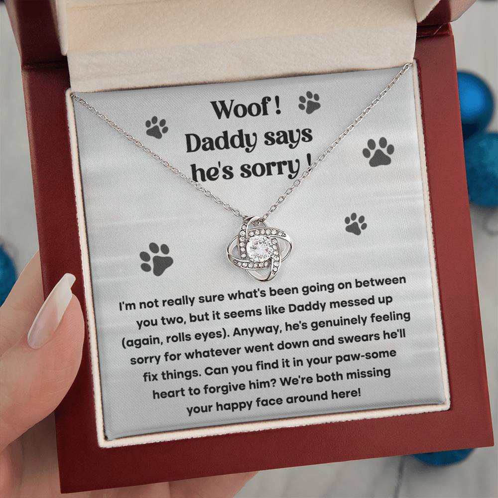 Woof! Daddy is Sorry - Love Knot Necklace - Real Rad Boutique